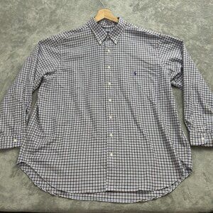 Polo Ralph Lauren Shirt Men 2XB Check Gingham Plaid Pony Preppy Button Up Casual